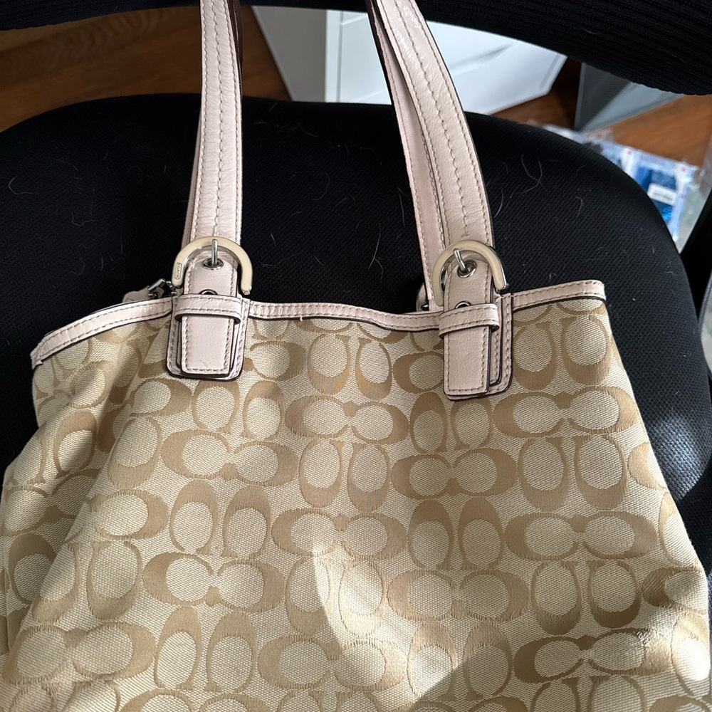 Coach Beige Signature Tote